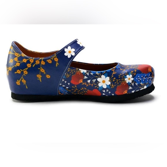 Goby Vegan Faux Leather Ballerinas Shoes WGBL207 HANDMADE Mary Janes Oxford - Picture 4 of 14